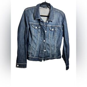 New York & Company Women’s Jean Jacket size Lg Button-down w/pockets med. wash